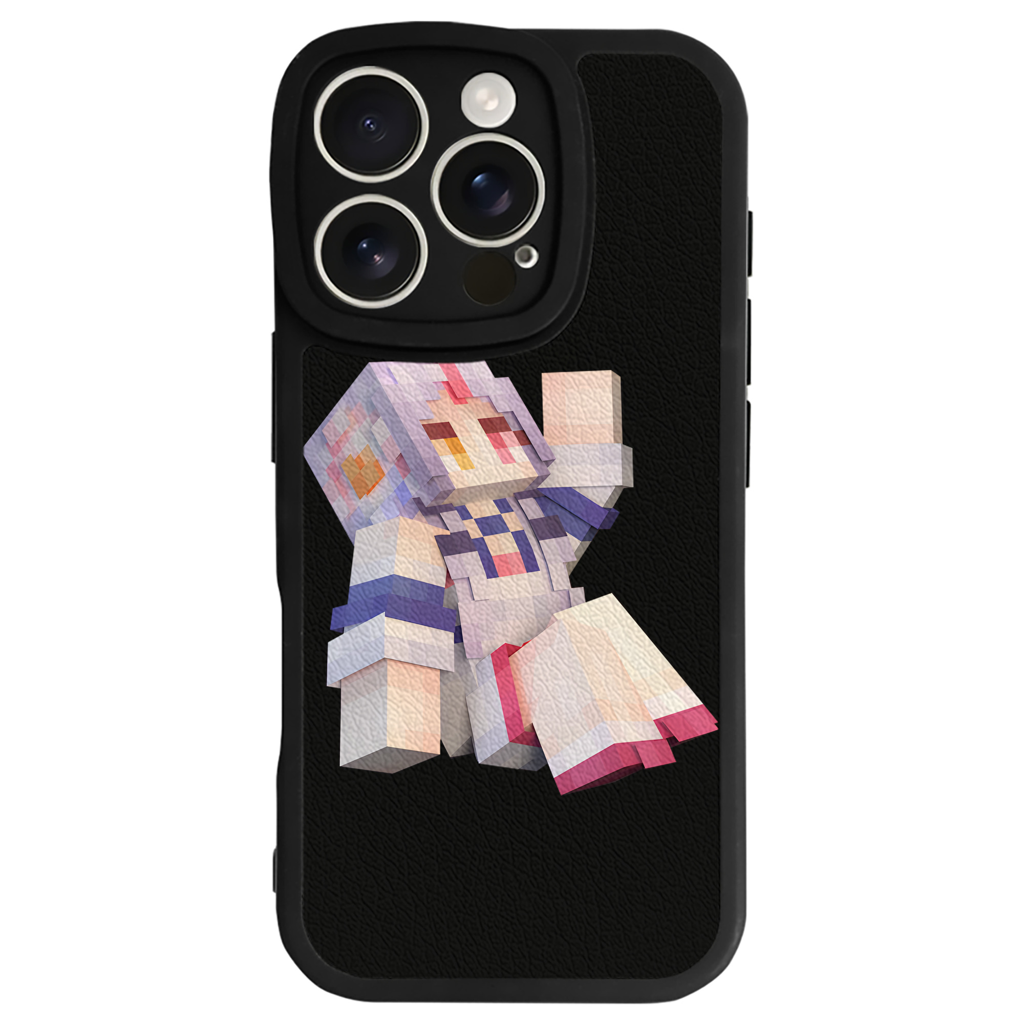（画像用） マインクラフト ブロックの世界 Minecraft MC Block world 【iPhone 16シリーズ対応】シリコンスマホケース（レザー調） 材質：シリコン